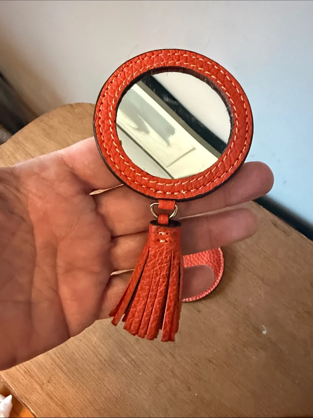 Title: RARE Dooney & Bourke Vintage Orange Pebble Leather Compact Purse Mirror
